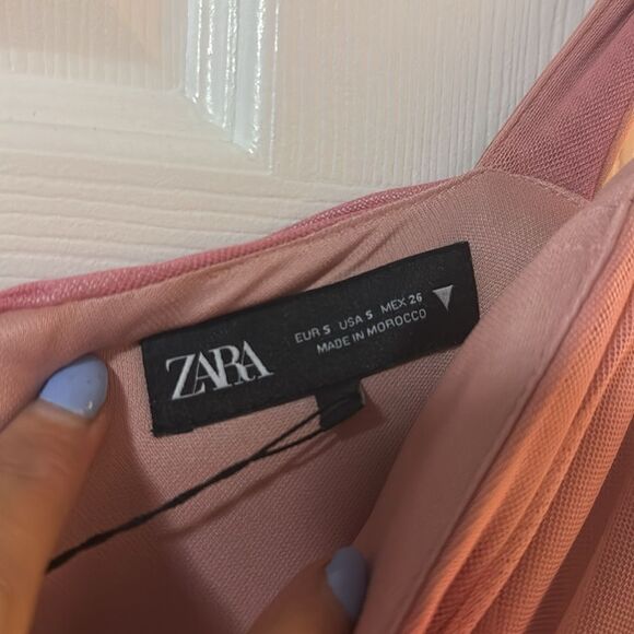 Pink ZARA Mini Dress - NWT - Back Zipper Pink Tie Dye - Size Small - Picture 3 of 4